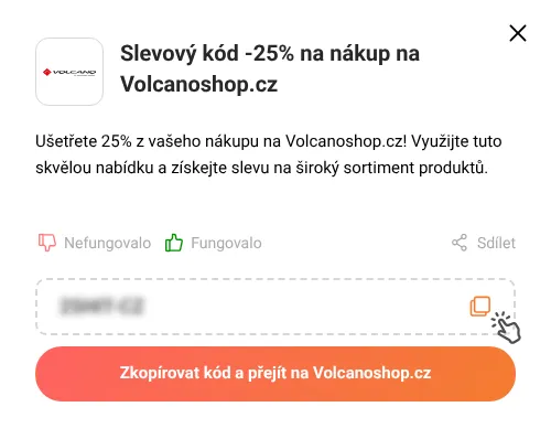 Návod jak zkopírovat slevový kód Volcanoshop.cz