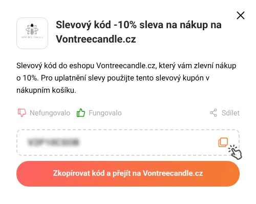 Návod jak zkopírovat slevový kupón Vontreecandle.cz