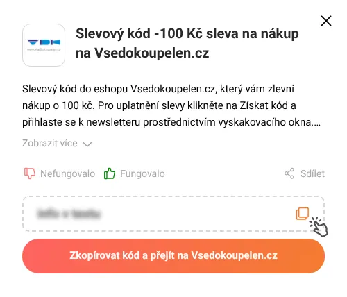 Návod jak zkopírovat slevový kupón Vsedokoupelen.cz