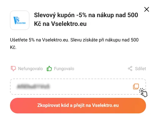 Návod jak zkopírovat slevový kód Vselektro.eu