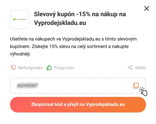 Návod jak zkopírovat slevový kód Vyprodejskladu.eu
