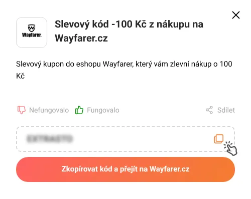 Návod jak zkopírovat slevový kód Wayfarer.cz