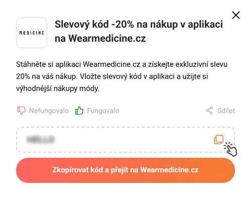 Návod jak zkopírovat slevový kód Wearmedicine.cz
