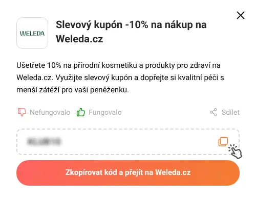 Návod jak zkopírovat slevový kupón Weleda.cz