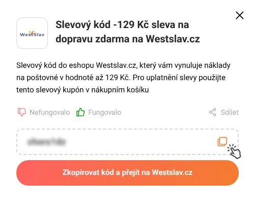 Návod jak zkopírovat slevový kód Westslav.cz