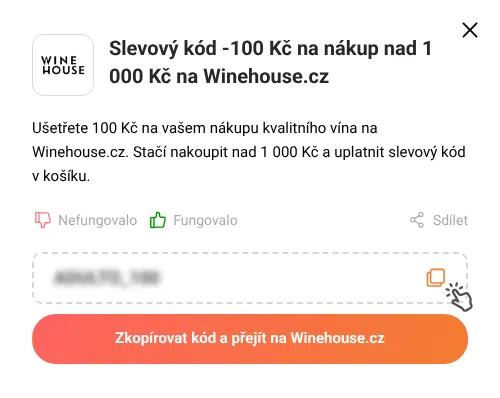 Návod jak zkopírovat slevový kupón Winehouse.cz