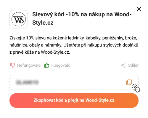 Návod jak zkopírovat slevový kupón Wood-Style.cz