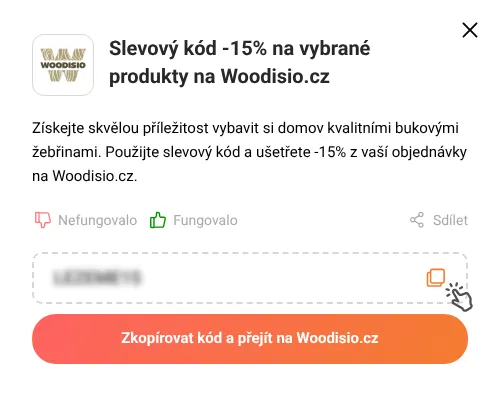 Návod jak zkopírovat slevový kupón Woodisio.cz