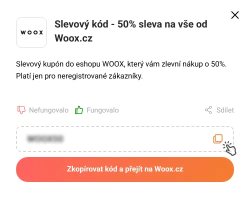 Návod jak zkopírovat slevový kód Woox.cz