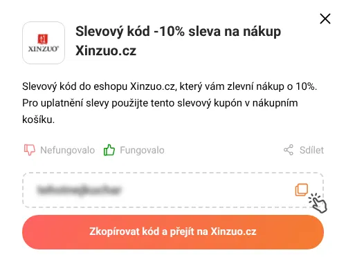 Návod jak zkopírovat slevový kupón Xinzuo.cz