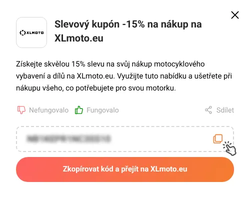 Návod jak zkopírovat slevový kód XLmoto.eu