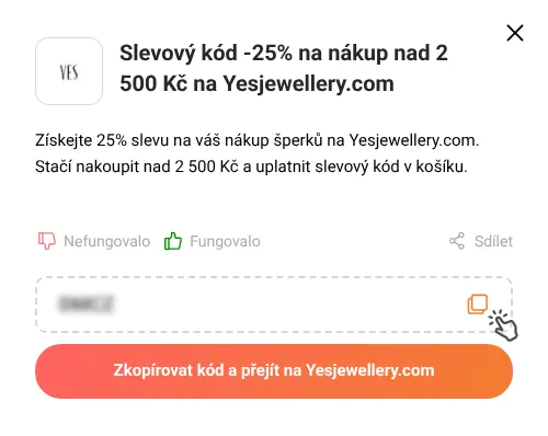 Návod jak zkopírovat slevový kód Yesjewellery.com