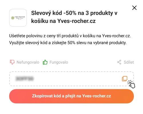 Návod jak zkopírovat slevový kód Yves-rocher.cz