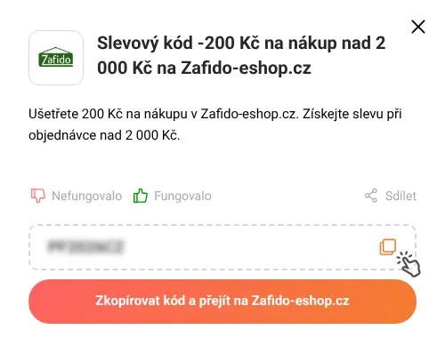 Návod jak zkopírovat slevový kód Zafido-eshop.cz