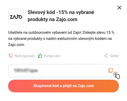 Návod jak zkopírovat slevový kupón Zajo.com