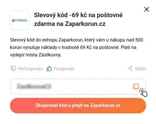 Návod jak zkopírovat slevový kupón Zaparkorun.cz
