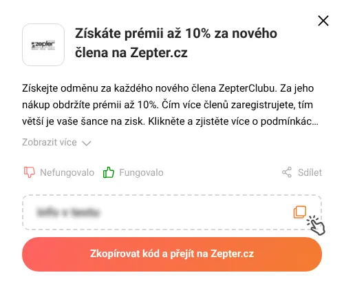 Návod jak zkopírovat slevový kód Zepter.cz