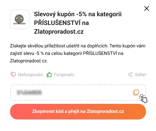 Návod jak zkopírovat slevový kupón Zlatoproradost.cz