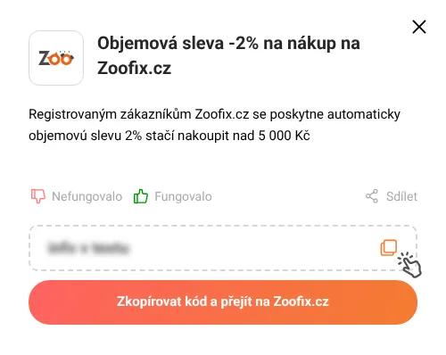 Návod jak zkopírovat slevový kupón Zoofix.cz