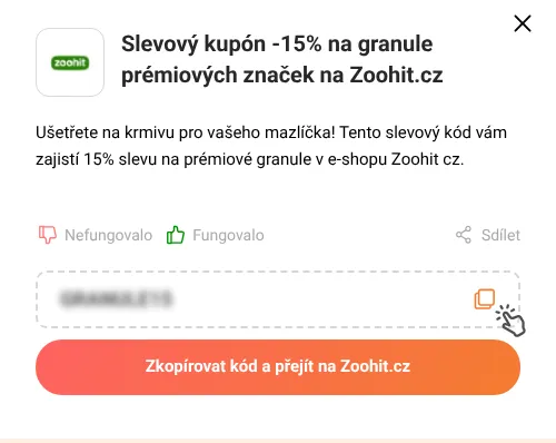 Návod jak zkopírovat slevový kupón Zoohit.cz