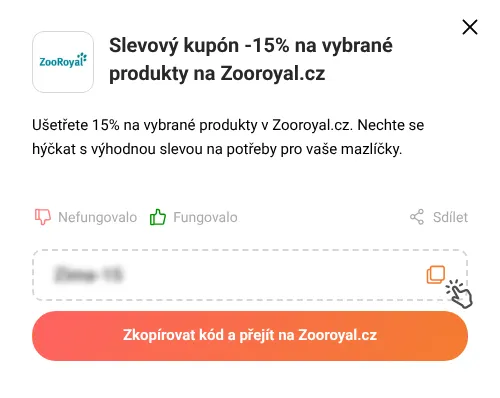 Návod jak zkopírovat slevový kód Zooroyal.cz