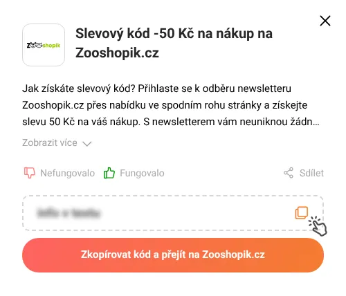 Návod jak zkopírovat slevový kód Zooshopik.cz
