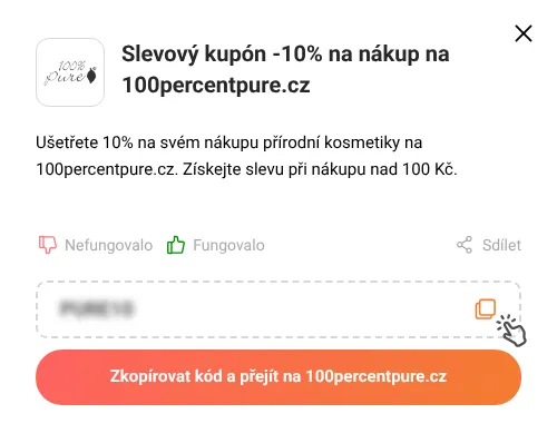Návod jak zkopírovat slevový kupón 100percentpure.cz