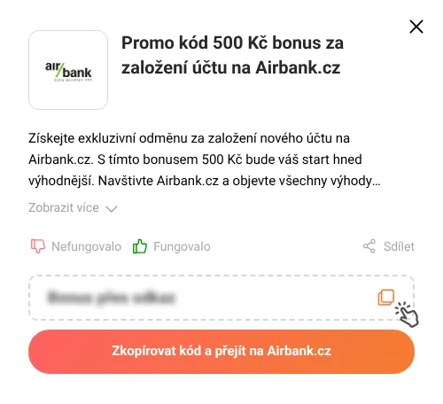 Návod jak zkopírovat promo kód Airbank.cz