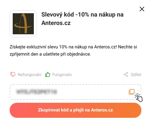 Návod jak zkopírovat slevový kupón Anteros.cz