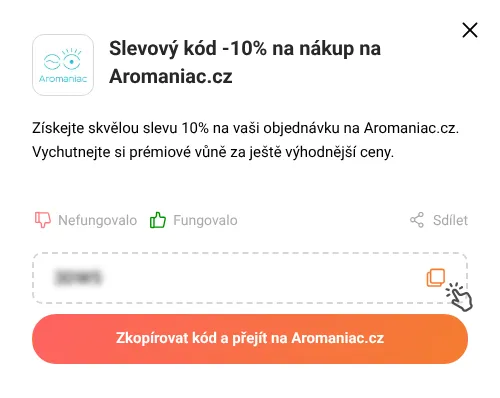 Návod jak zkopírovat slevový kód Aromaniac.cz