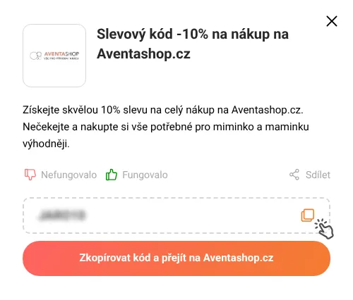 Návod jak zkopírovat slevový kód Aventashop.cz