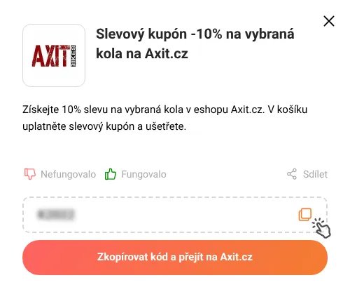 Návod jak zkopírovat slevový kupón Axit.cz