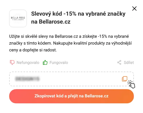 Návod jak zkopírovat slevový kód Bellarose.cz