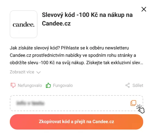 Návod jak zkopírovat slevový kupón Candee.cz