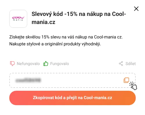 Návod jak zkopírovat slevový kód Cool-mania.cz