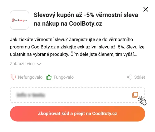Návod jak zkopírovat slevový kód CoolBoty.cz