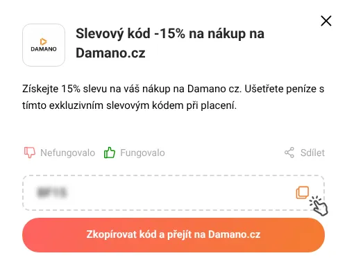 Návod jak zkopírovat slevový kód Damano.cz