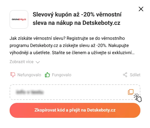 Návod jak zkopírovat slevový kód Detskeboty.cz