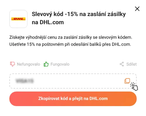 Návod jak zkopírovat slevový kód DHL.com
