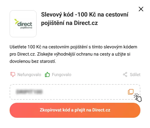 Návod jak zkopírovat slevový kód Direct.cz
