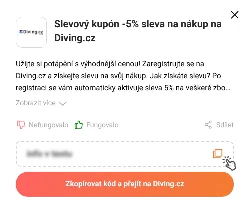 Návod jak zkopírovat slevový kód Diving.cz