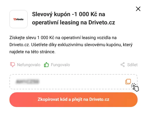 Návod jak zkopírovat promo kód Driveto.cz