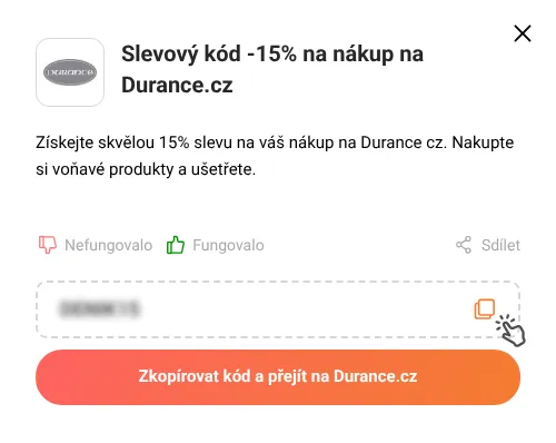 Návod jak zkopírovat slevový kupón Durance.cz