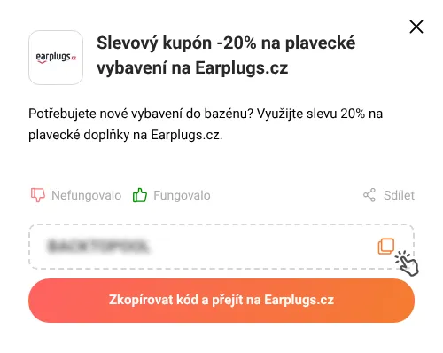 Návod jak zkopírovat slevový kupón Earplugs.cz