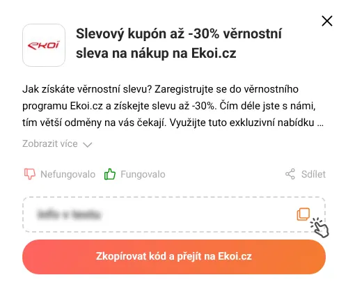 Návod jak zkopírovat slevový kód Ekoi.cz