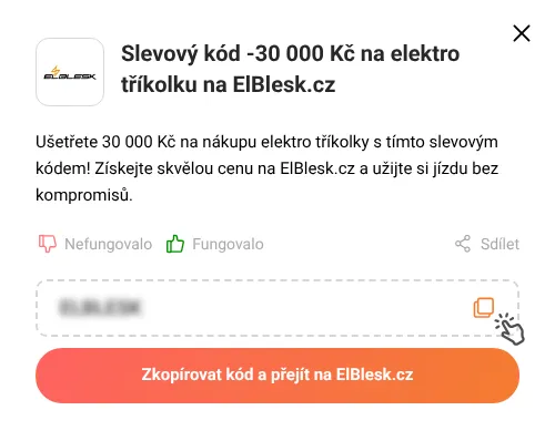 Návod jak zkopírovat slevový kód ElBlesk.cz