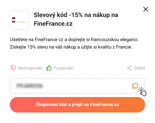 Návod jak zkopírovat slevový kód FineFrance.cz