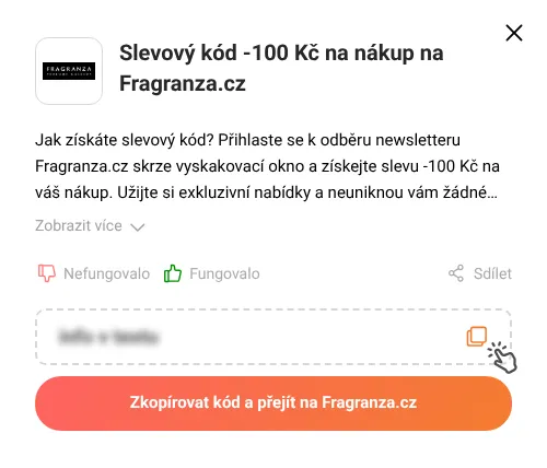 Návod jak zkopírovat slevový kód Fragranza.cz