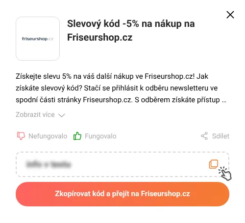 Návod jak zkopírovat slevový kód Friseurshop.cz