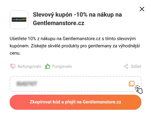 Návod jak zkopírovat slevový kód Gentlemanstore.cz